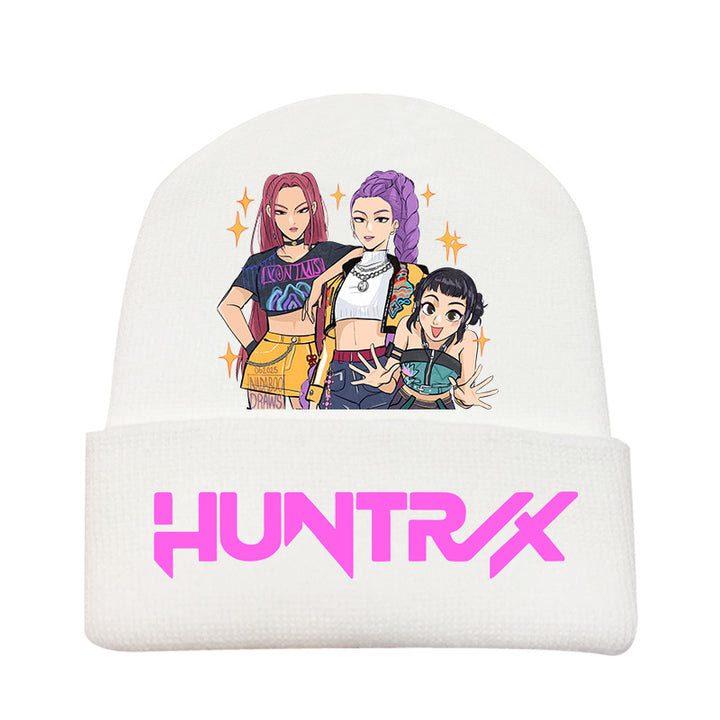 Kpop Demon Hunters knitted beanie hat-white