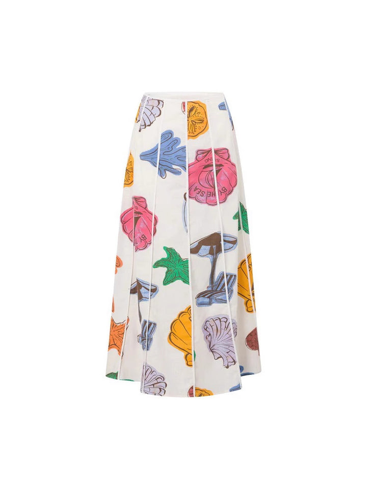 Seashell Linen crop top&skirt set