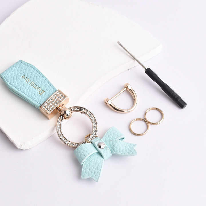 Bow diamond keychain ladies bag decorations pendant