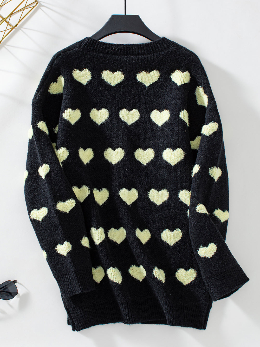 Valentine's Chenille Embroidery Heart  Mid-length knitted cardigan