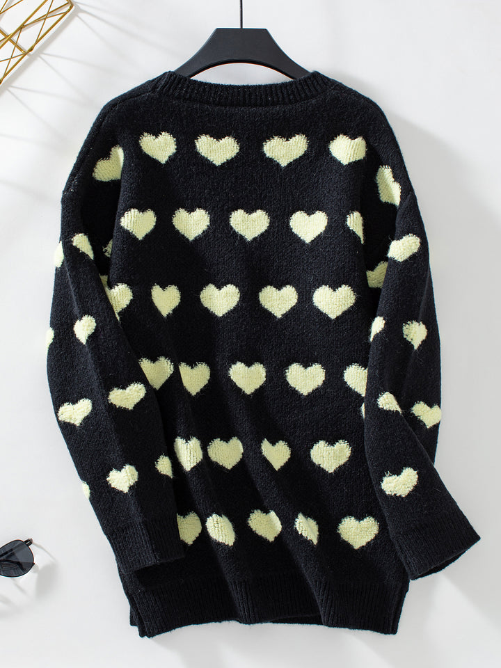 Valentine's Chenille Embroidery Heart  Mid-length knitted cardigan