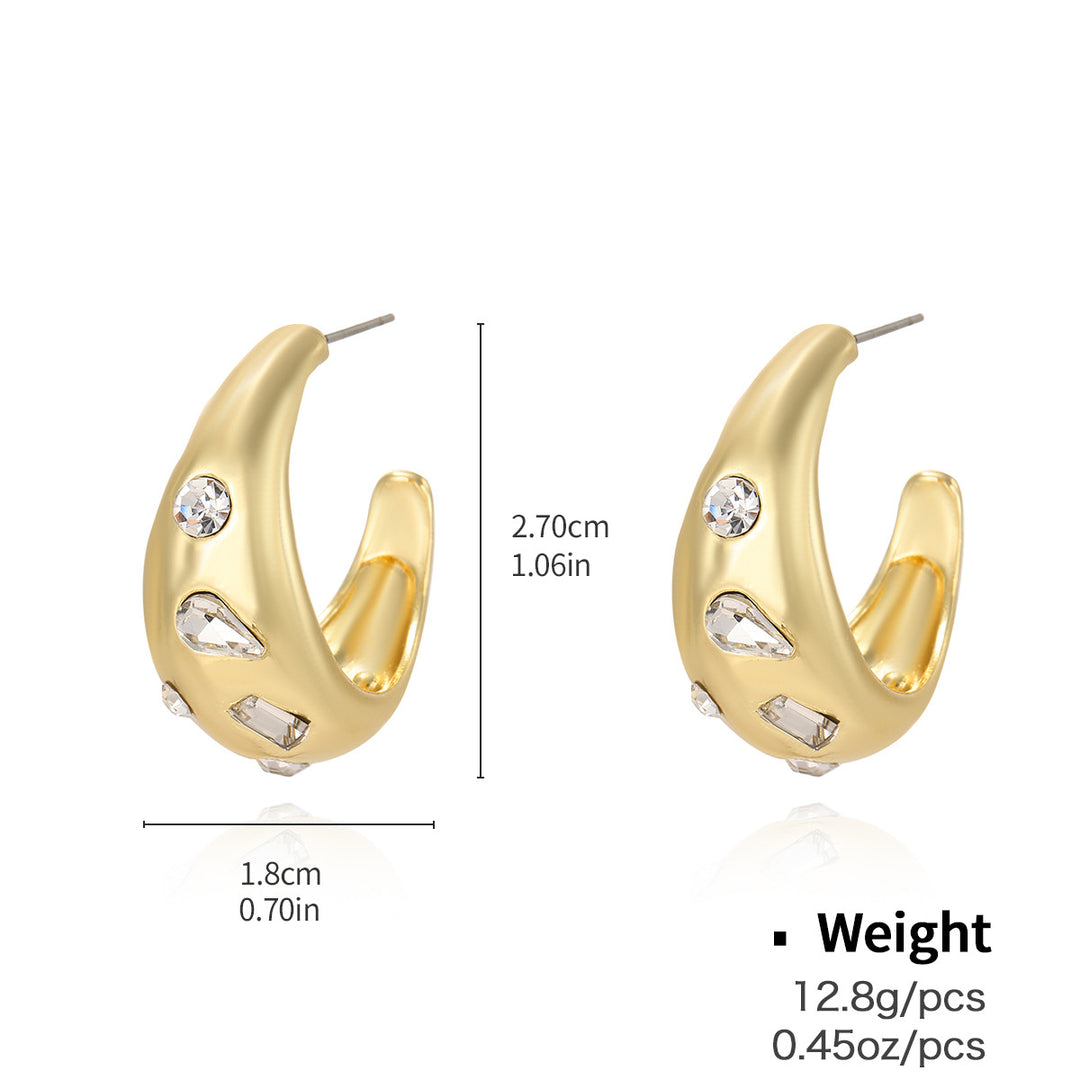 French retro style gold geometric earrings versatile earrings