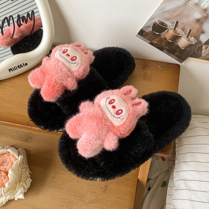 Labubu plush home slippers
