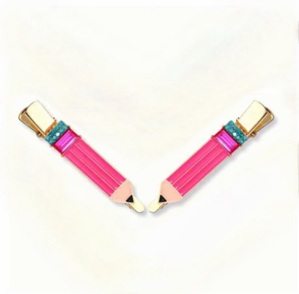 Back to school pencil diamond duckbill clip Teacher's Day gift