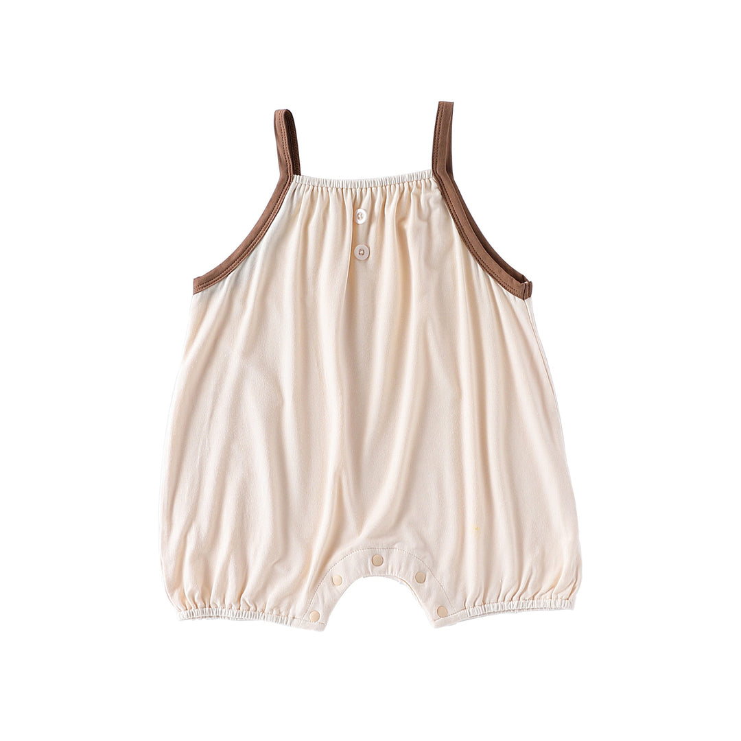 Summer baby solid color sling romper newborn clothes