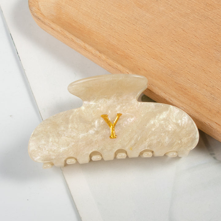 Gold letter acrylic hair shark clip for women