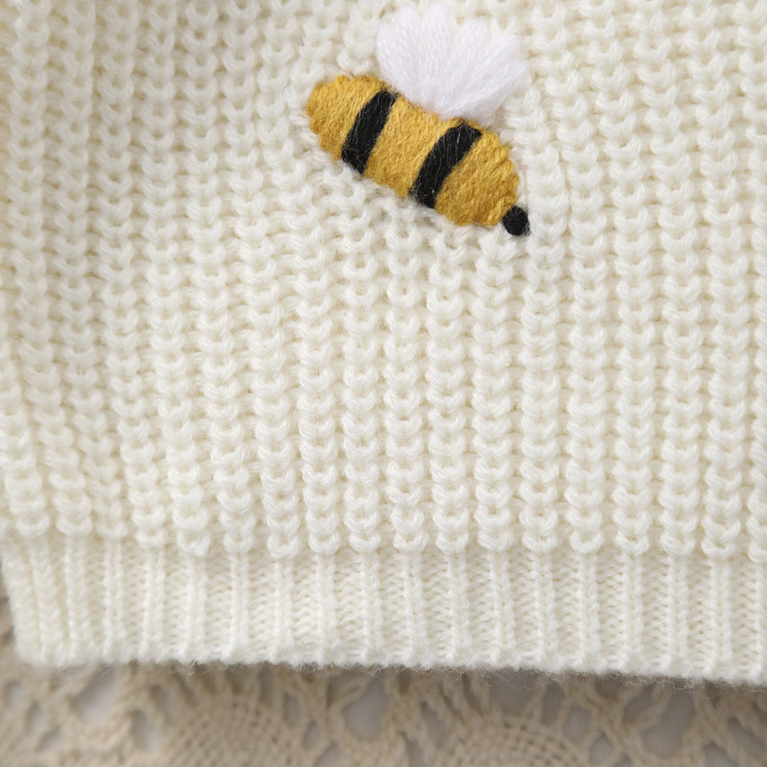 Baby Girl Little Bee Embroidery Knitted Sweater