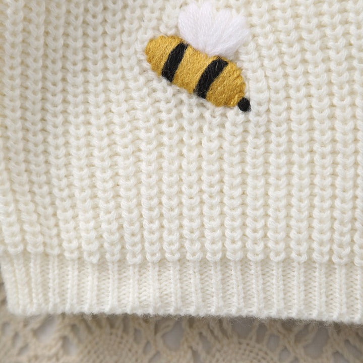 Baby Girl Little Bee Embroidery Knitted Sweater