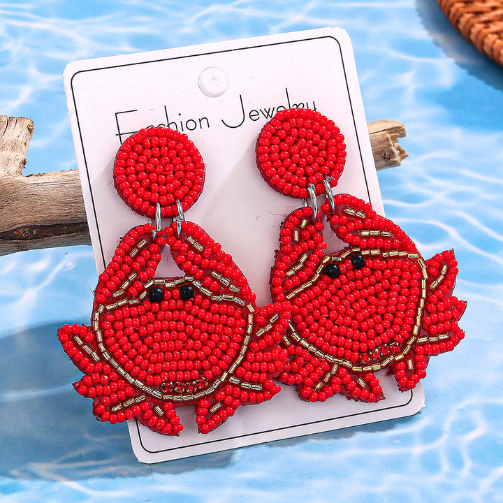 Boho Beaded earrings creative conch crab lobster rice bead earrings