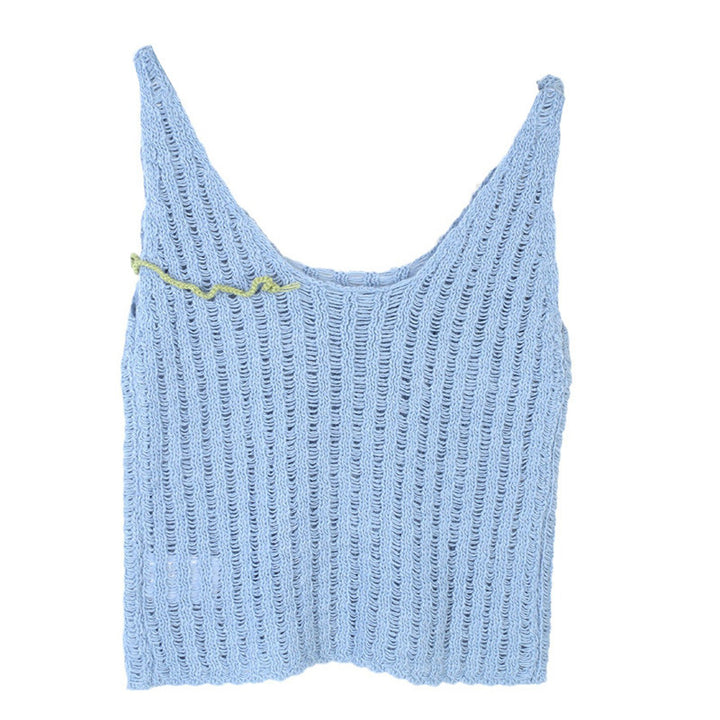 3D flower hollow knitted sleeveless camisole for women