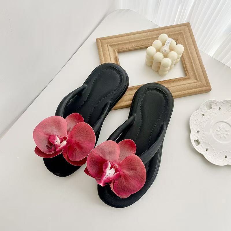 Phalaenopsis flip flops women's flower beach slippers