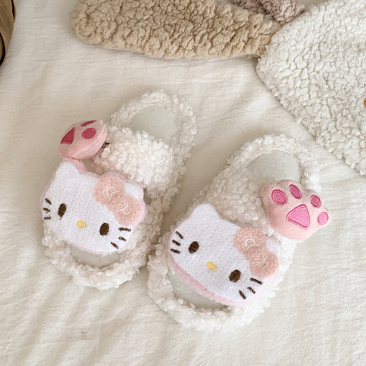 Cute kitty plush home slippers furry slippers for girls