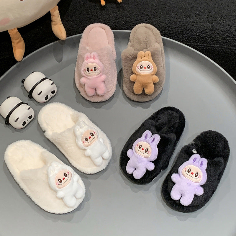 Labubu plush home slippers