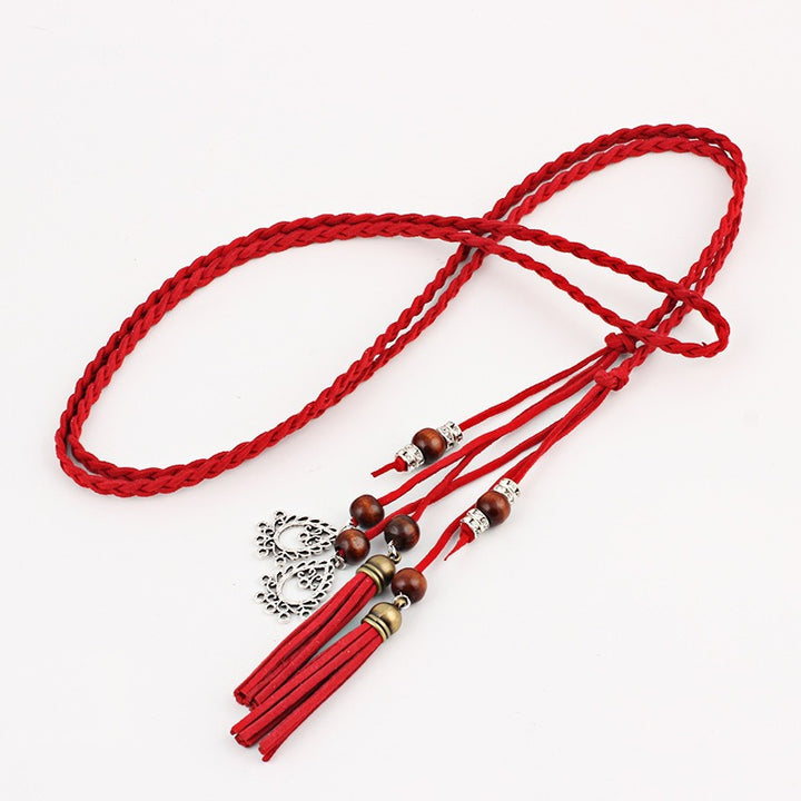 Boho style braided waist rope women's belt