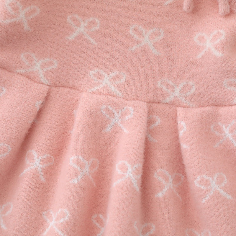 Bow jacquard sweet cute knitted sweater skirt