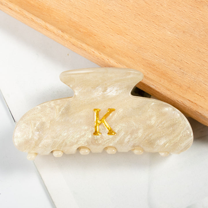 Gold letter acrylic hair shark clip for women
