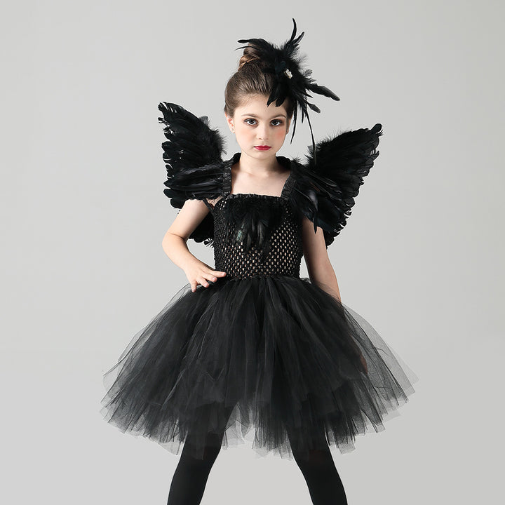 Halloween black swan dress for girls Halloween costume