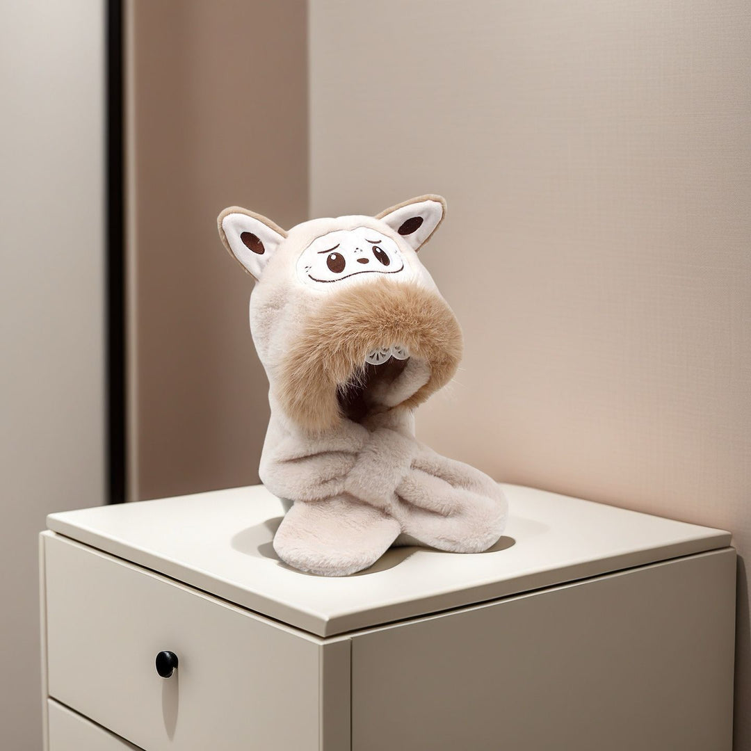 Labubu furry hat Scarf&Glove-All in one