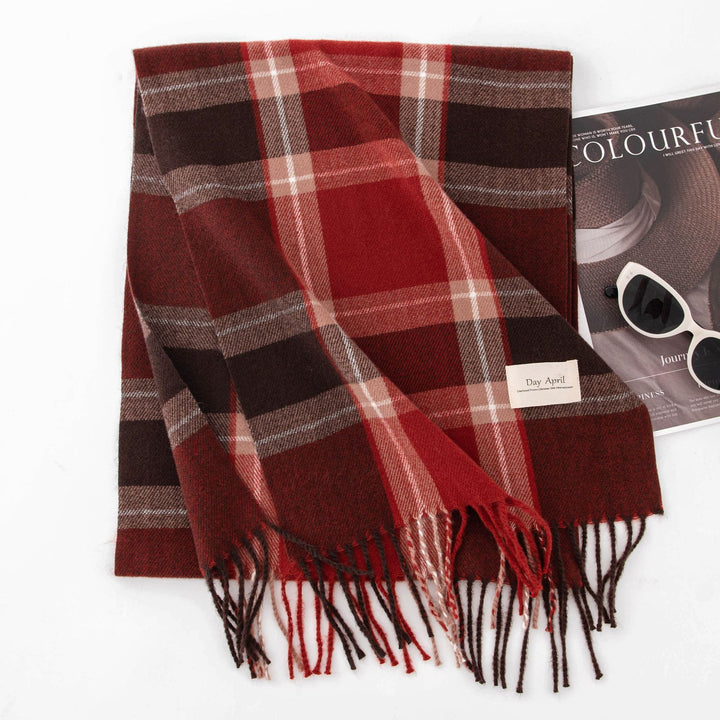 Christmas&New Year red plaid scarf winter warm scarf