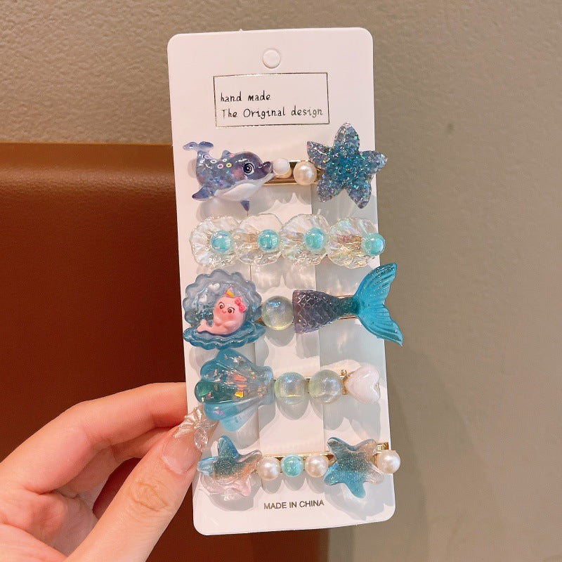 Ocean Princess Mermaid Starfish Hair clip 5pcs set for Girls