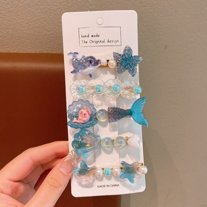 Ocean Princess Mermaid Starfish Hair clip 5pcs set for Girls