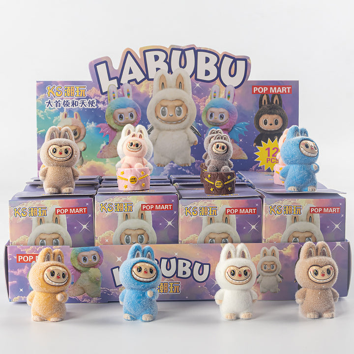 Flocking labubu Ornaments Gift Children's Toys Blind Bag Blind Box