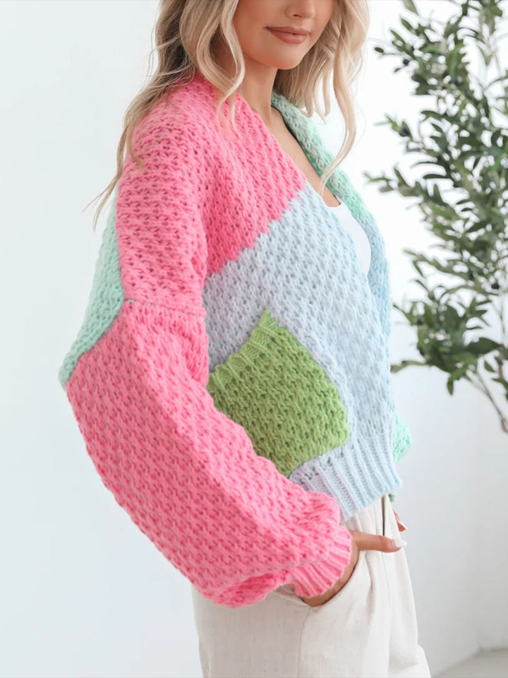 Women's Color Block Loose cozy Knitted Cardigan