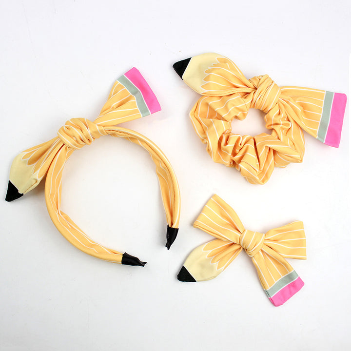 Back to school pencil bow hair accessories 3pcs set