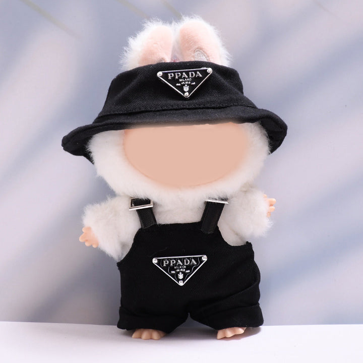 Labubu designer overalls&bucket hat set dolls clothe