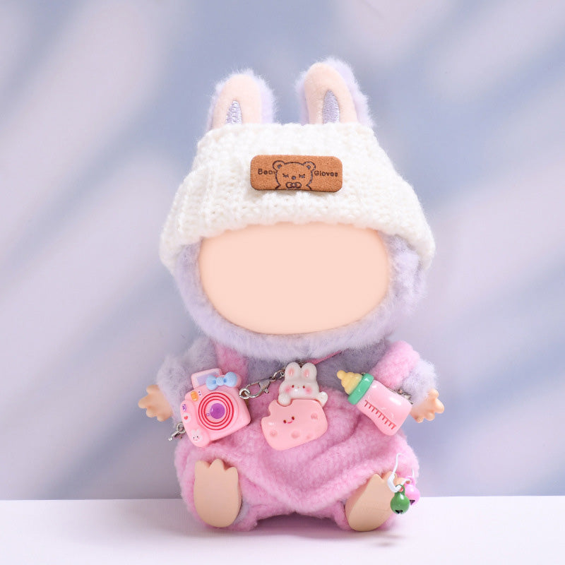 Labubu cute overalls camera 3pcs set doll clothes