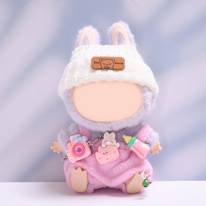 Labubu cute overalls camera 3pcs set doll clothes