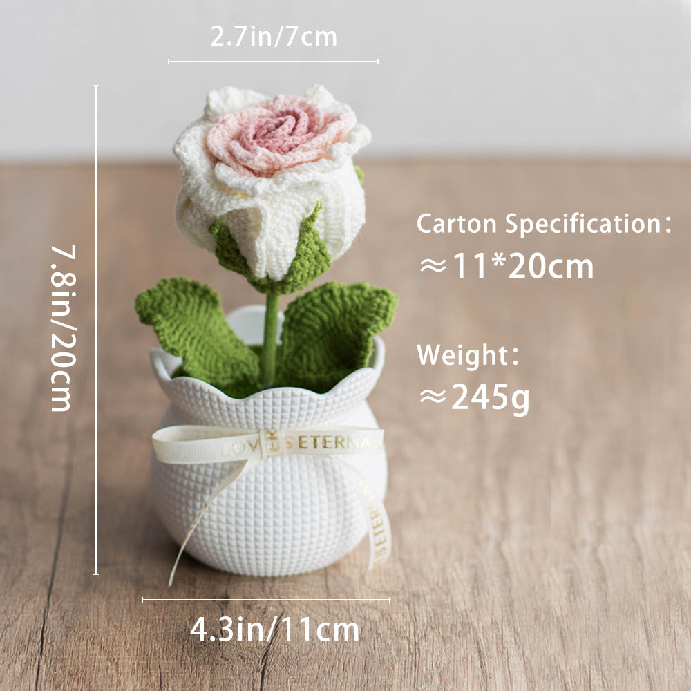 Handmade crochet rose flower ornaments-eternal love