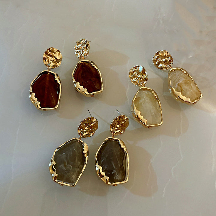 Pleated Geometric French Vintage Earrings