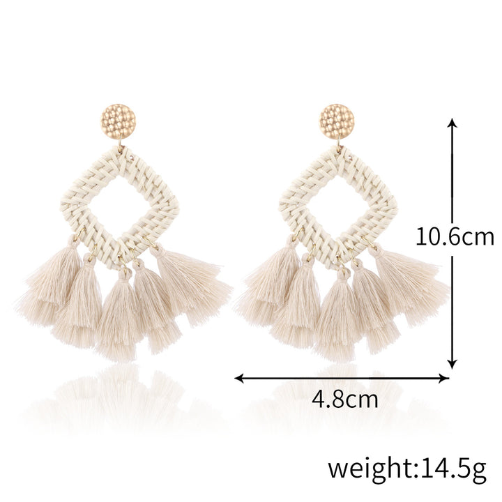 Boho straw earrings for women