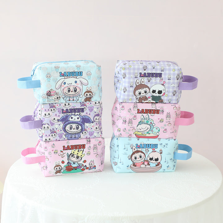Labubu cute cartoon PU large capacity cosmetic bag