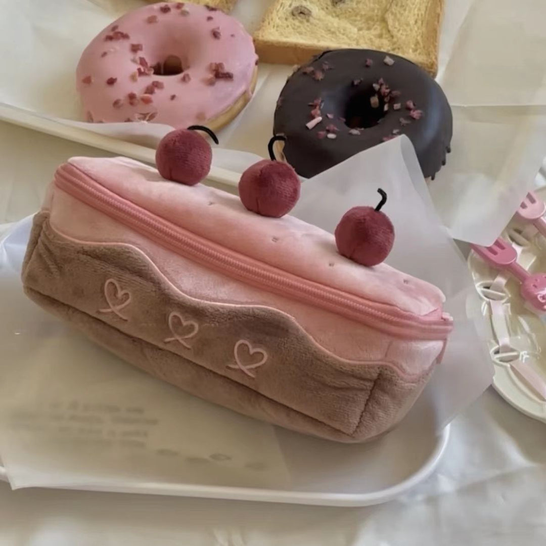 Cherry cake pencil case cute makeup bag