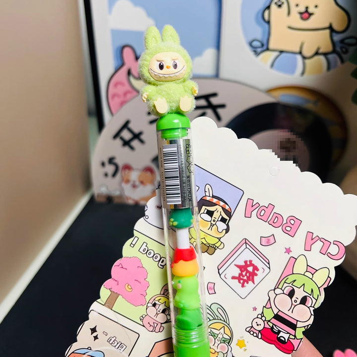 Labubu flocking deco gel pen cute student creative labubu pen