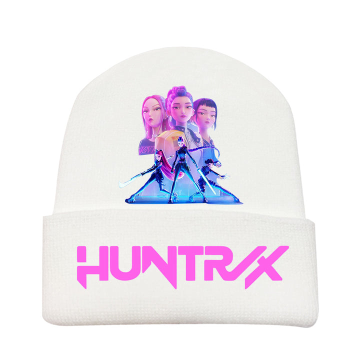 Kpop Demon Hunters knitted beanie hat-white
