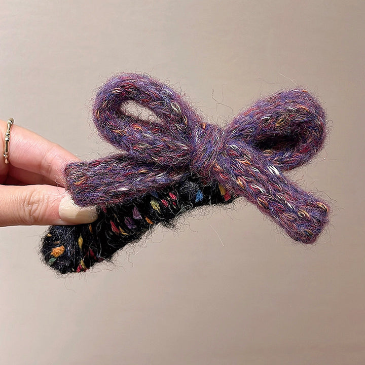 Handmade knitted bow duckbill hair clip