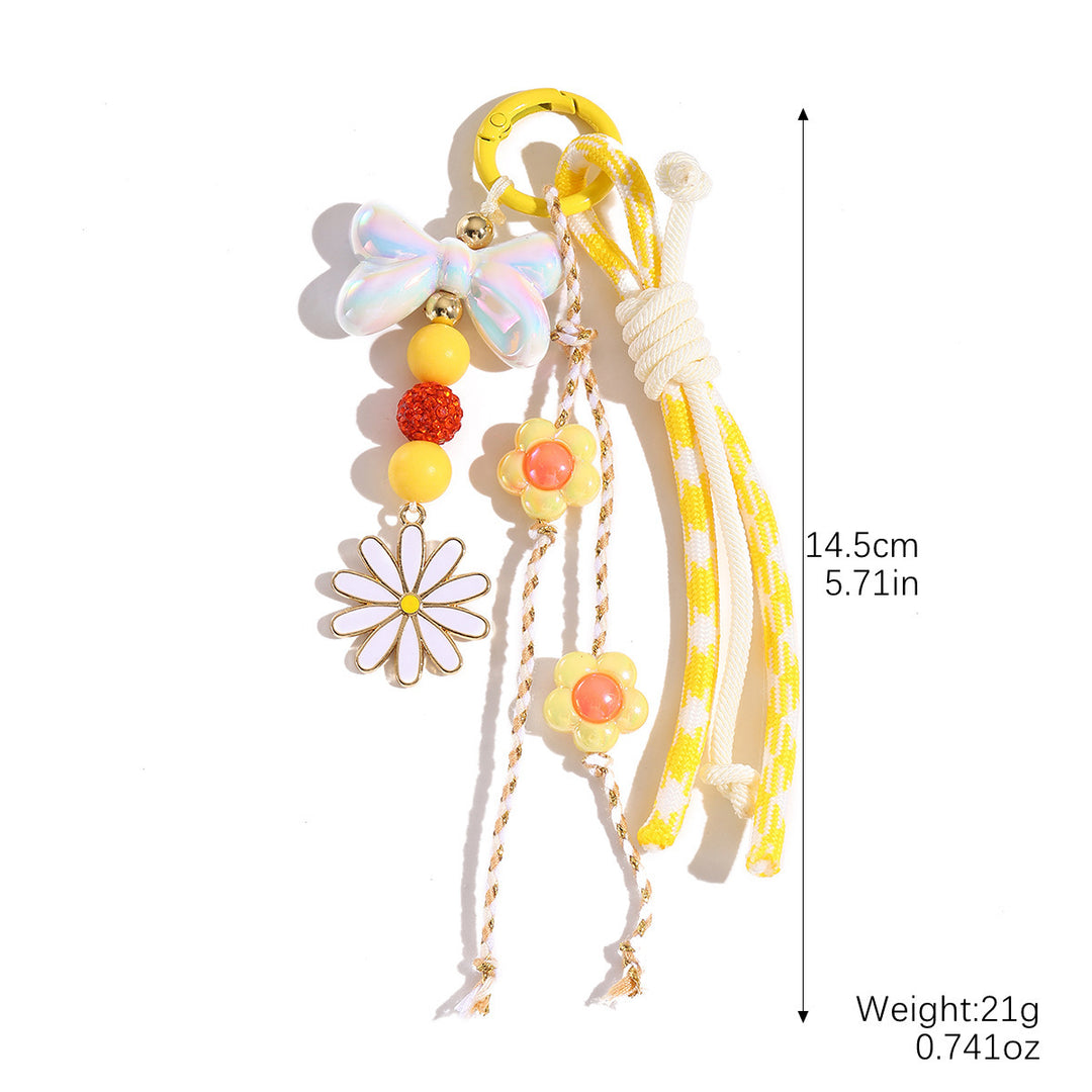 Bow&letter beaded pendant keychain charm gift