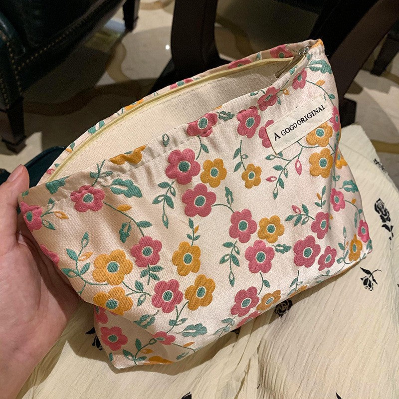 Flower Embroidered cosmetic bag travel storage bag