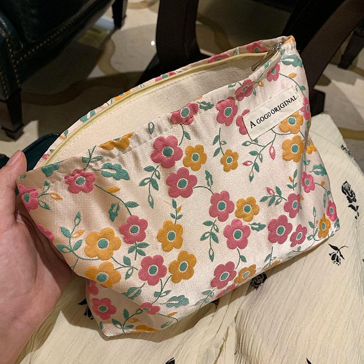 Flower Embroidered cosmetic bag travel storage bag
