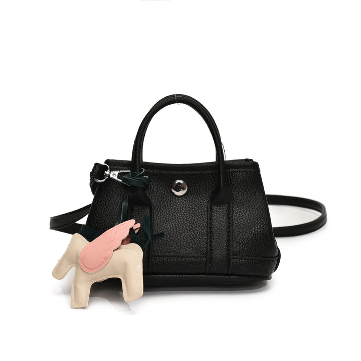 Lychee pattern mini crossbody bag with pony pendant