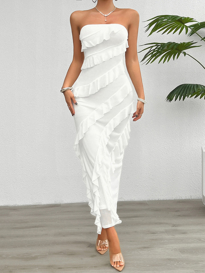 Sexy Hip-wrapped Solid Color Slim Tube Dress