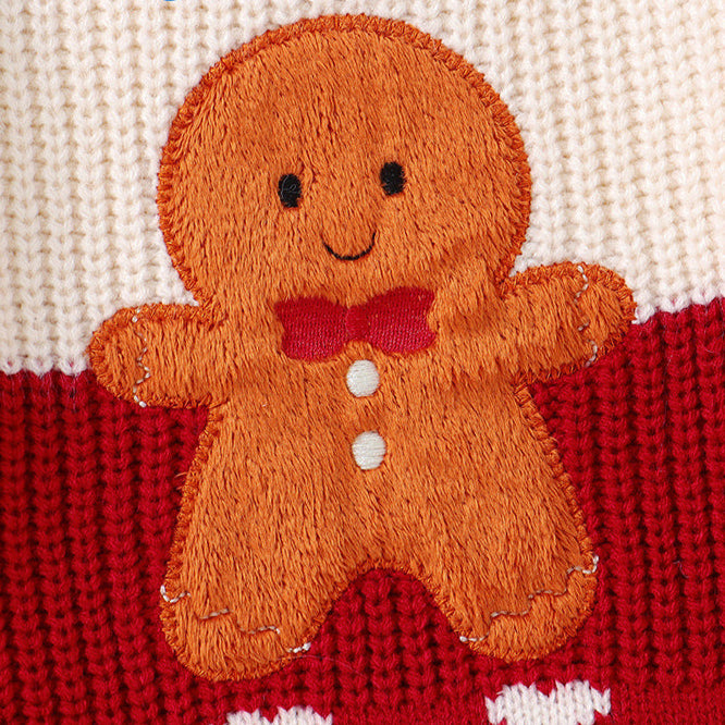 Christmas cute gingerbread embroidered sweater