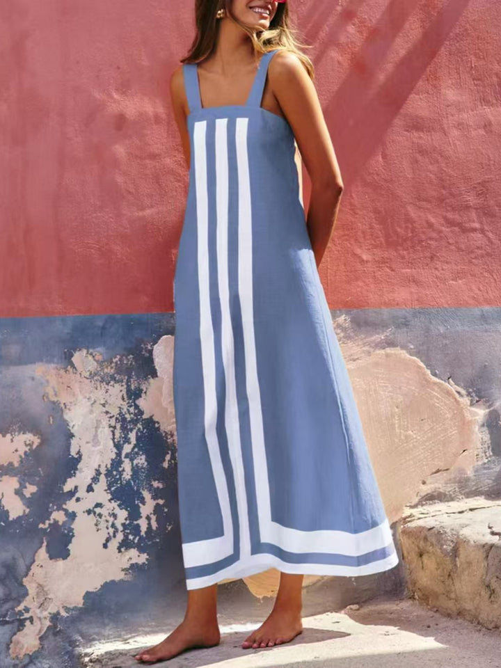Color Block Square Neck Dress for vacation