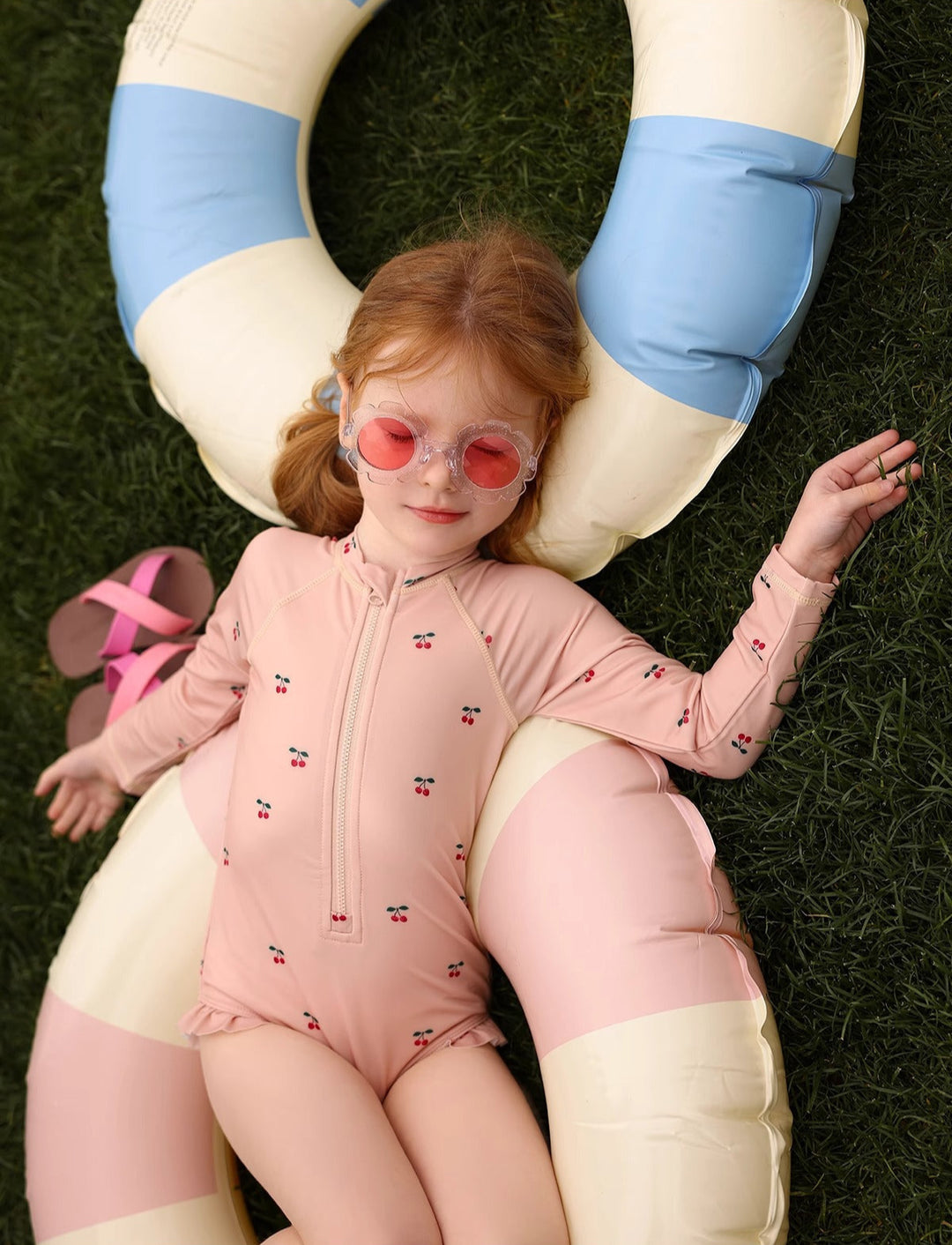 Cute strawberry one-piece swimsuit for girls