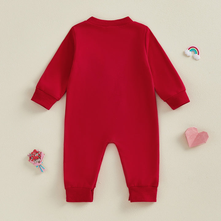 Baby Valentine's Chenille embroidered love heart romper