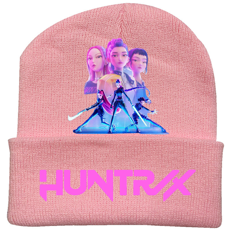 Kpop Demon Hunters knitted beanie hat-pink
