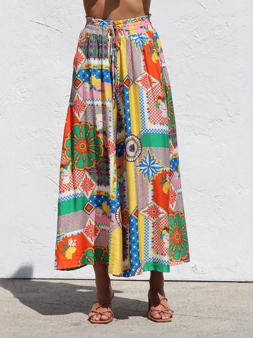 Boho Holiday style beach shirt&wide leg pant set